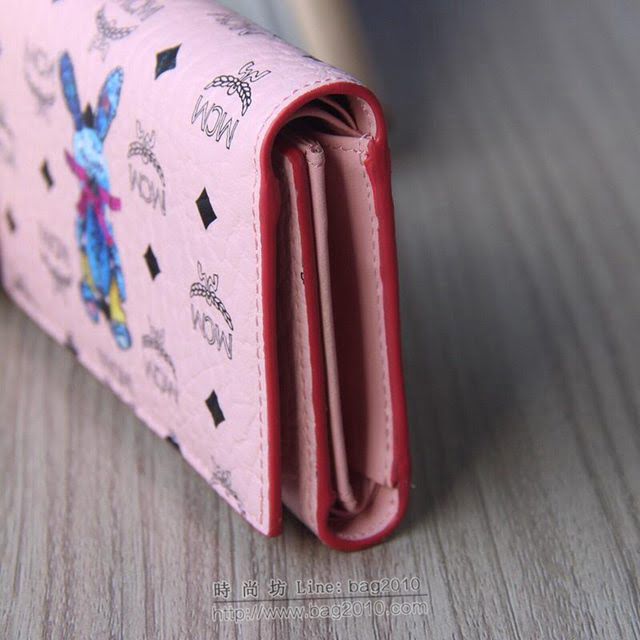 MCM錢包 原單 8011 兔子中款三折錢包 3D絲印 字母組合塗層帆布 MCM女款錢包  mdmc1036